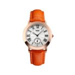Naivo Women’s Quartz Stainless Steel and Leather Watch, Color:Orange (Model: NAIVO-WATCH-1159)