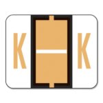 Smead 67081 A-Z Color-Coded Bar-Style End Tab Labels, Letter K, Light Orange, 500 per Roll