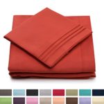 King Size Bed Sheets – Burnt Orange Luxury Sheet Set – Deep Pocket – Super Soft Hotel Bedding – Cool & Wrinkle Free – 1 Fitted, 1 Flat, 2 Pillow Cases – Rust King Sheets – 4 Piece