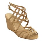 CityClassified IC92 Women’s Caged Strappy Buckle Ankle Strap Wedge Sandals