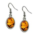 Gold Orange Leaves – Fall Autumn Colors Novelty Dangling Drop Oval Charm Earrings