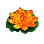 Mallofusa Aquarium Plastic Floating Lotus Plants Decoration 6″ Orange