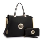 Dasein Large Laptop Briefcase Structured Designer Satchel Handbag Work Bag Shoulder Bag & Matching Wallet