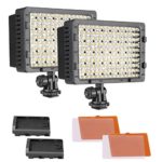 Neewer 2-Pack Dimmable 216 LED Video Light with 4 Color Filters White and Orange for Canon, Nikon, Pentax, Panasonic, Sony, Samsung and Olympus DSLR Cameras Camcorders