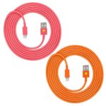 iPhone Lightning Cables, High Speed Heavy Duty 6-feet USB 3.0 to Lightning Charger 8-Pin Sync Charge Cord for iPhone 7, 7 Plus, 6S, 6S Plus, iPad (Pink Orange)