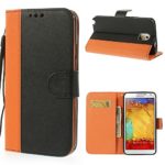 MaryJane Samsung Galaxy Note 3 N9005 Bi-Color Leather and TPU Card Holder Stand Case – Retail Packaging – Orange/Black