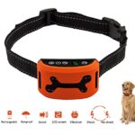 No Bark Dog Training Collar New Electirc Shock Sound Vibration Safe Humane USB Recharge Waterproof Auto LCD No Barking Collar 7 Adjustable Sensitivity S M L Dog Correction Collar 3 colors(Orange)