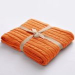 NTBAY 100% Cotton Cable Knit Throw Blanket Super Soft Warm Multi Color( 51”x 67”, Orange)