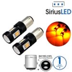 SiriusLED Super Bright 3030 Chip Yellow Orange Color Dual Brightness Full Aluminum Body 1600 Lumen Brake Tail Light LED Bulb Size 1157 7528 2057 Pack of 2