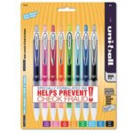 Uni-Ball Signo 207 Gel Pen – Pen Point Size: 0.7mm – Ink Color: Black, Blue, Green, Light Blue, Orange, Pink, Purple, Red – 8 / Pack