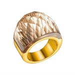 Champagne Gold Plated Men Jewelry Women Ring Christmas Gift Ring with Big Orange Color Stone