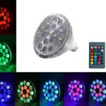 LMCO LED Spotlight 18W Light Bulb Lamp 18 Leds E27 Base PAR38 RGB Dimmable 16 Colors Changing with Remote Control for Home Decoration/Bar/Party/KTV Mood Ambiance Lighting (18W)