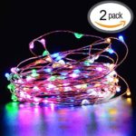 Ryham 2 Pack Fairy Led String Lights Cooper Wire Starry String Lights Battery Operated Color Changing for Bedroom Wedding Kids Ceiling Camping 16.4 Ft 50Leds 5M(Multi Color)