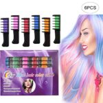 6 Color Temporary Hair Chalk – JamHooDirect Non-Toxic Metallic Glitter Hair Color, Included with One Set Disposable Dye Hair Tool , Color Essentials Set – No Mess – Works on All Hair Colors