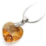 Orange Color Crystal Heart Pendant Necklace made with Swarovski Elements on 18 Inch Chain