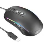 EUKYMR Computer Gaming Mouse Professional Optical Wired 6 Adjustable DPI Levels up to 3200 DPI,Circular & Breathing LED Light, 6 Buttons for Gamer PC MAC Laptop Wired Gaming Mouse