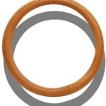 Custom & Unique {Universal 14.5″ to 15.5″ Inch Fit} Smooth Grip “Fitted” Vehicle Steering Wheel Protector Cover Made of Synthetic Leather w/ Modern Leather Design {Orange Color}