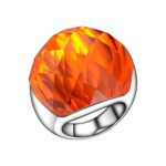 Huge Stone Orange Color Fashion Ring Unique Design Stainless Steel Jewelry Ring