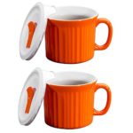 CorningWare Colours Pop-Ins 20-oz Soup Mug with Lid – 2 Pack (Carrot)