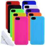 Eco-Fused Soft Silicone Rubber Cases for iPhone SE, 5 / 5S (Yellow, Pink, Hot Pink, Black, Orange, Red, Blue, Purple, White, Light Green) / 1 Microfiber Cleaning Cloth