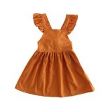 KAKAKI Baby Girls Ruffle Jumper Dress Suspender Skirts Pinafore Toddler Dress Pumpkin,100