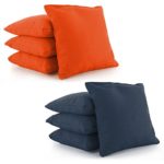 Tailor Spot All Weather Resistant Cornhole Bean Bags (Set of 8) Set Standard ACA/ACO Regulation Plastic Resin Filled 25+ Colors (Navy-Orange)