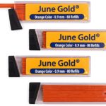 June Gold 320 Orange Colored Lead Refills, 0.9 mm, Bold Thickness for Moderate Use, Break Resistant with Convenient Dispensers