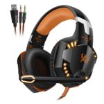 VersionTech G2000 Gaming Headset for PC Computer Games, Professional Stereo Over Ear Headphones with Omnidirectional Microphone, Led Lights & In-Line Volume Control -Orange