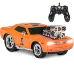 Best Choice Products 2.4 GHz Remote Control Drag Race Supercharger Muscle Car RC Lights Sounds USB Charger- Orange