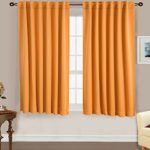 Blackout Curtains Window Panel Drapes for bedroom / living room – 2 Panel Set, 52 by 63 inch each panel, 7 Back Loops per Panel, 2 Tie Back Included, color Orange – Window Rose