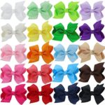 QingHan Baby Girls 3″ Grosgrain Ribbon Boutique Hair Bows Alligator Clips Pack Of 20