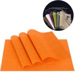 PVC Weave Placemats ,Zupro Dining Table Mat Anti-Slip,Heat Insulation PlaceMat,Set of 4, Six Color Available (Orange)