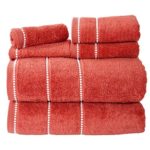 Luxury Cotton Towel Set- Quick Dry, Zero Twist and Soft 6 Piece Set With 2 Bath Towels, 2 Hand Towels and 2 Washcloths By Lavish Home (Brick / White)