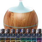 ArtNaturals Essential Oil and Bluetooth Diffuser Set – 400ml & Top 8 – Peppermint, Tee Tree, Rosemary, Orange, Lavender, and Frankincense – Auto Shut-off and 7 Color LED Lights – Therapeutic Grade