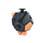 12 Sided Fidget Cube – Anti-anxiety, Anti-stress and Depression Cube for Children and Adults – Color: Black and Orange