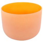 Orange Color Frosted Crystal Singing Bowl Note D Sacral Chakra 13 inch Best and Highest Quality Sound & Material Suede Orange Mallet Included