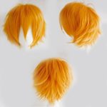 Anime Cosplay Synthetic Full Wig with Bangs 20 Styles Short Layered Fluffy Hair Oblique Fringe Full Head Unisex for Man and Women Girls Lady Fashion (Light Orange)