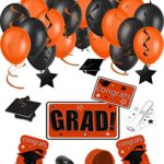 Congrats Grad 38pc Decoration Graduation Pack – School Colors Orange Black