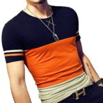 Logeeyar Mens Cotton Fitted Short-Sleeve Contrast Color Stitching T-Shirt