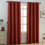 Kotile Ring Top Curtains Weave Texture Thermal Insulated Linen Effect Blackout Window Curtains 84 Inch Long for Kids Curtains 2 Panels ( 52″ Width × 84″ Drop, Dark Orange)