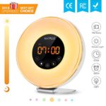 Sunrise Alarm Clock with FM Radio & Snooze Function For Adults & Kids,6 Nature Sounds for Heavy Sleepers,7 Changing Colors for Mood Light,10 Brightness for Night Light