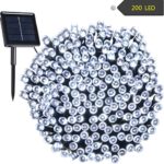 Solar String Lights Outdoor Waterproof 72ft 200 LED Fairy Garden String Lights Decoration Lighting for Patio Lawn Christmas Wedding Party Holiday (White)