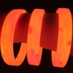 Glow Sticks Bulk Wholesale Wristbands, 25 9” Orange Triple-wide Glow Bracelets, Bright Color, Glow 8-12 Hrs, 25 Connectors Included, Glow Party Favors Supplies, Sturdy Packaging, GlowWithUs Brand