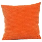 Ankola Cushion Covers, Solid Decorative Accent Pillow Case Corduroy Plush Velvet Corn Striped Throw Pillow Covers for Sofa, Cream Cheese, 18×18-inc (Orange)