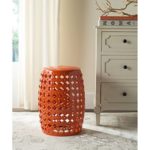 Safavieh Castle Gardens Collection Lacey Orange Glazed Ceramic Garden Stool