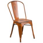 Flash Furniture Distressed Orange Metal Indoor-Outdoor Stackable Chair