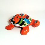 6.5″ Orange Mexican Talavera Pottery Sea Turtles for Indoor and Outdoor Home and Garden Decor