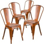 Flash Furniture 4 Pk. Distressed Orange Metal Indoor-Outdoor Stackable Chair