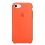 iPhone 7 Silicone Case- Spicy Orange Liquid Silicone iPhone 8 Gel Rubber Slim Fit Soft Mobile Phone Case with Microfiber Cloth Lining Cushion for iPhone 7/8 4.7 Inch