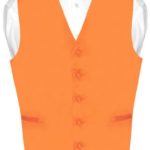Men’s Dress Vest & BowTie Solid ORANGE Color Bow Tie Set for Suit Tuxedo